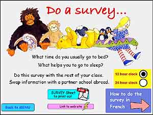 Primary French- do a bedtime survey in French